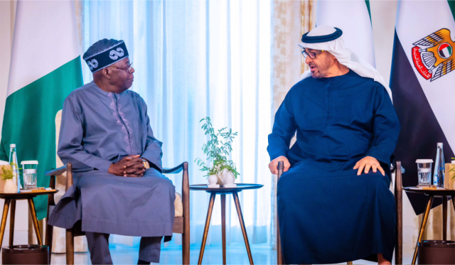 President Bola Tinubu with UAE President, Sheikh Mohamed bin Zayed